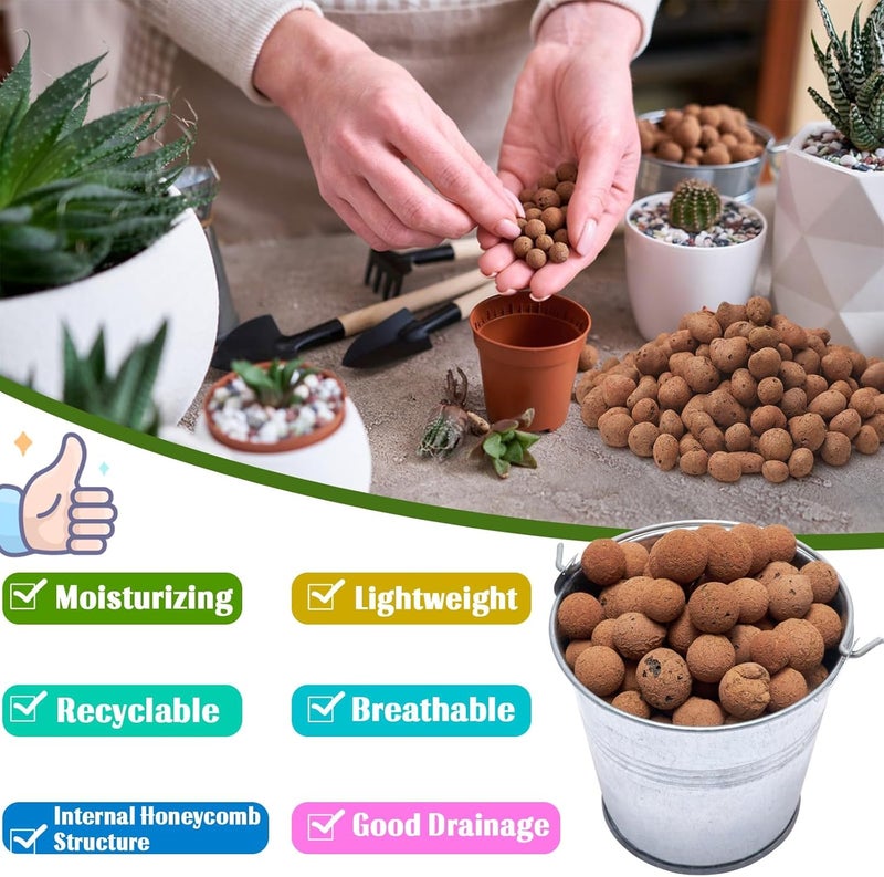 Halatool 2 LB Natural Expanded Clay Pebbles for Plants 4mm-16mm Clay Balls 100% Organic Hydroton Leca Balls for Indoor Plants Hydroponic Growing Gardening Orchids Drainage Decoration Aquaponics - Image 2